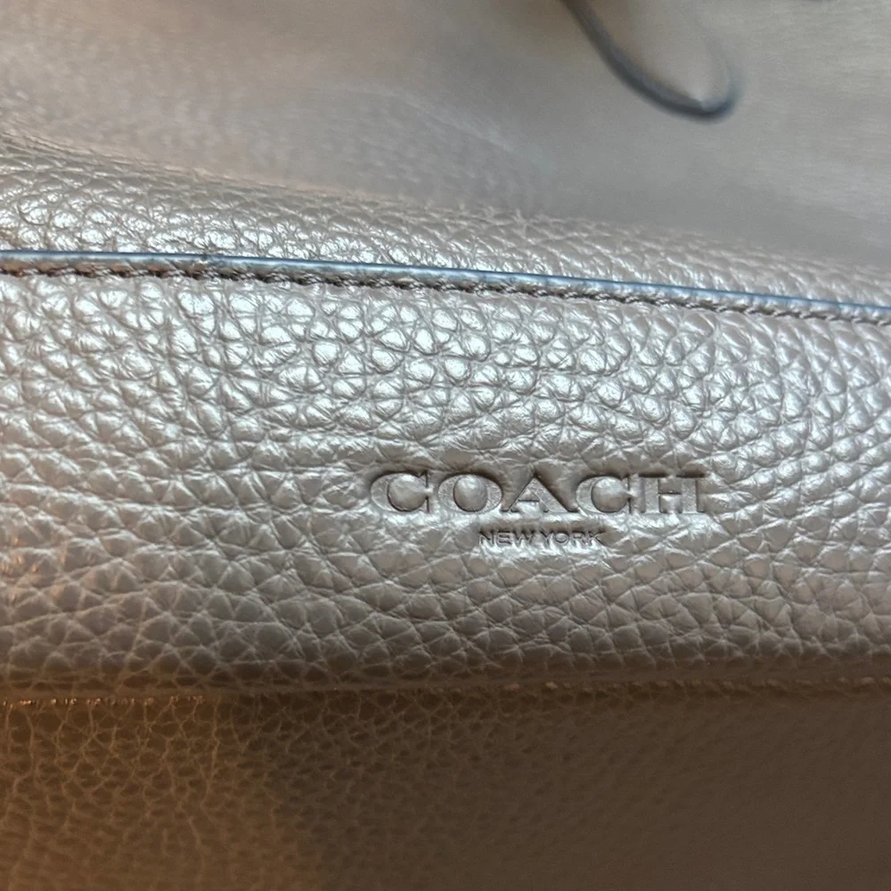 Coach Dark Gray pebbled Leather Men's Briefcase; grey black